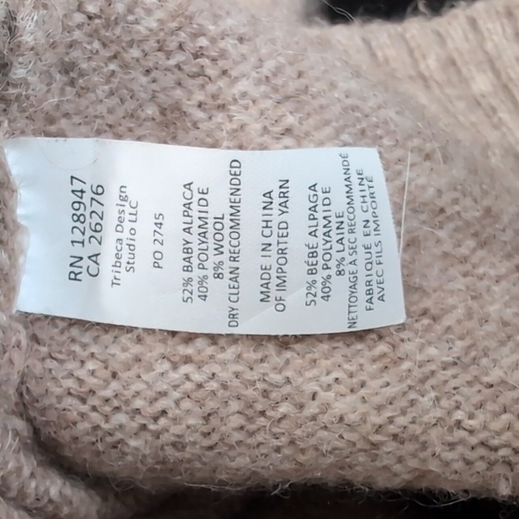 Nili Lotan Baby Alpaca Wool Blend Tan Knit Turtleneck Sweater Size Small - Picture 7 of 7
